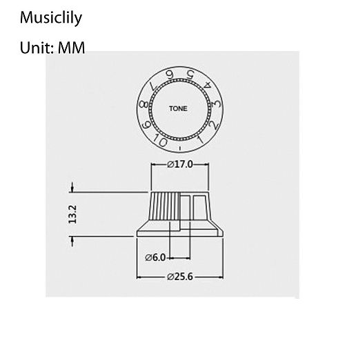 Musiclily M149 Набор ручек для потенциометров типа Strat (2+1), кремовые.